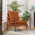 Le Cuir — Fauteuil en cuir véritable et bois d'acacia
