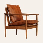 Le Cuir — Fauteuil en cuir véritable et bois d'acacia
