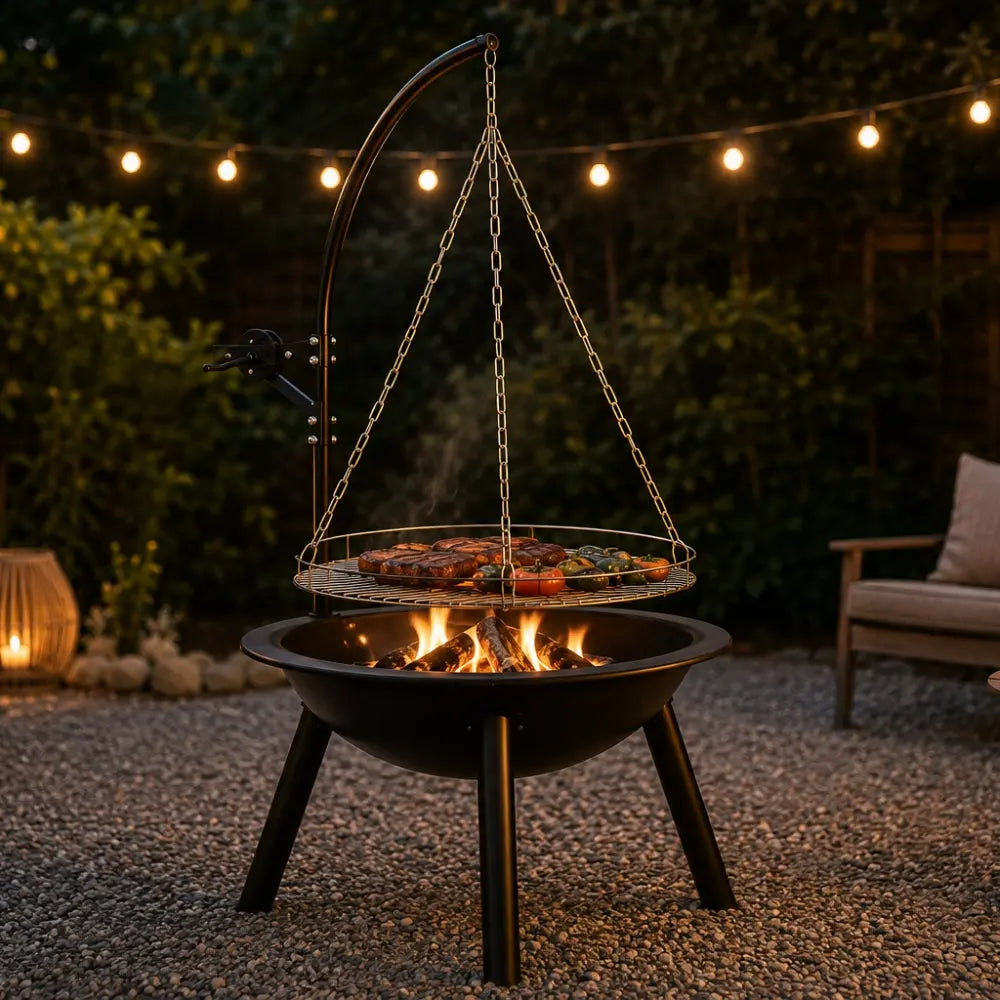 L'Originel — Brasero avec grille de cuisson réglable en acier 