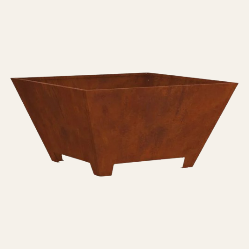 Le Foyer — Brasero extérieur carré en acier corten
