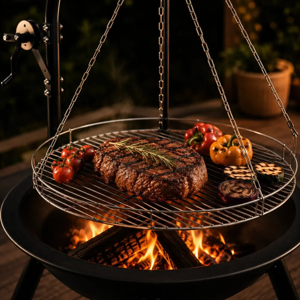 L'Originel — Brasero avec grille de cuisson réglable en acier 