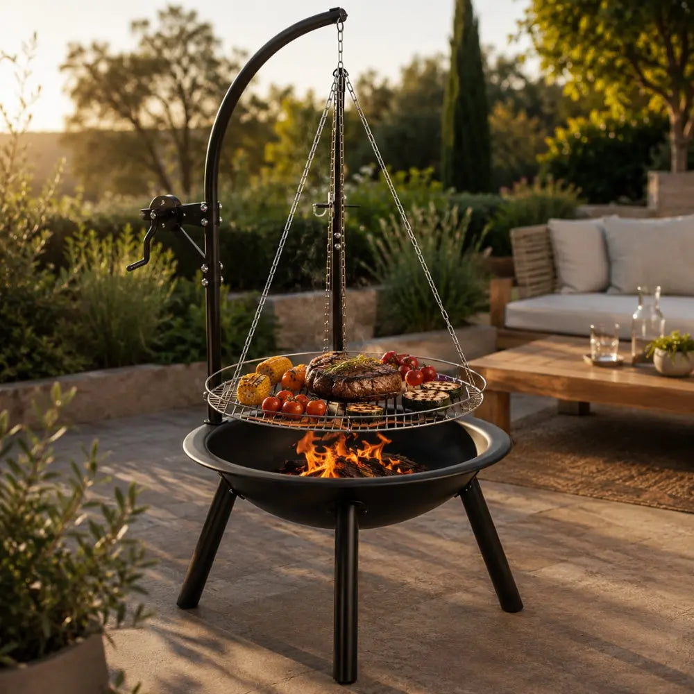 L'Originel — Brasero avec grille de cuisson réglable en acier 