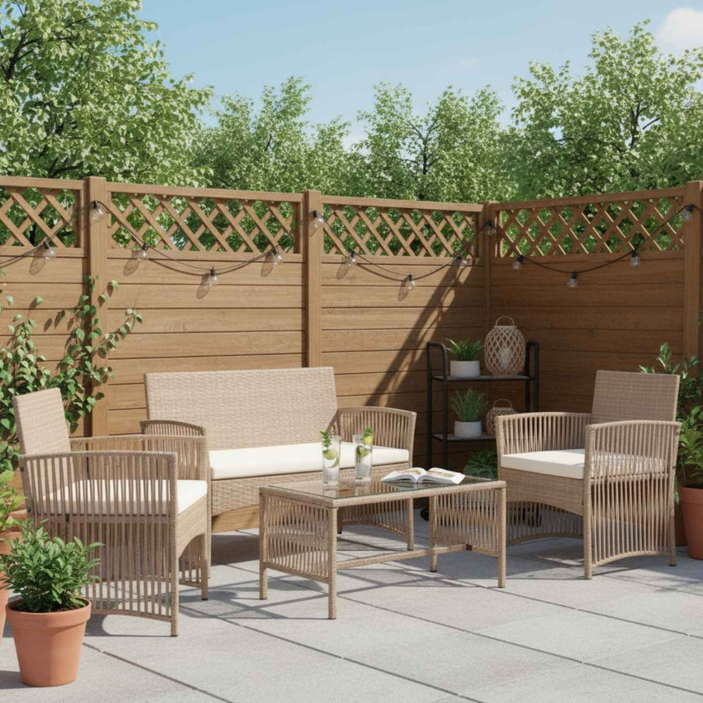 Le Salon — Salon de jardin 4 places effet rotin