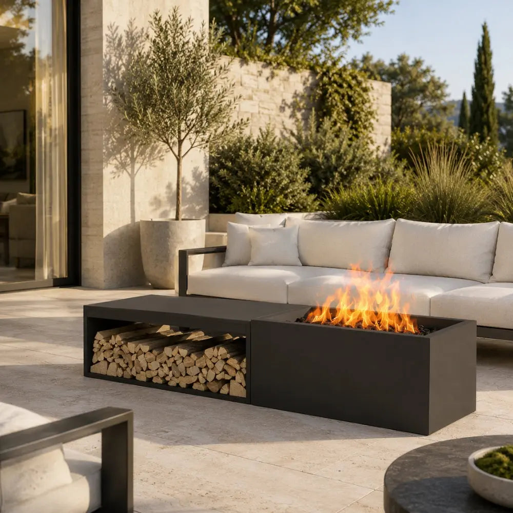 Le Linéaire — Brasero rectangulaire en acier corten 