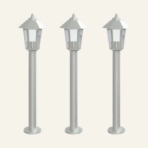 L'Allée — Ensemble de 3 lampadaires extérieurs en acier inoxydable